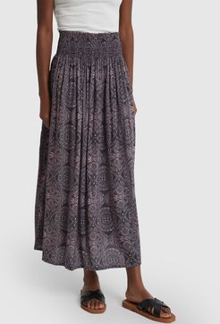 Bella Printed Skirt in Moroccan Tile Charcoal/Blush