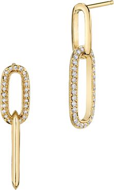 Alternating Diamond Drop Earrings in Yellow Gold/White Diamonds