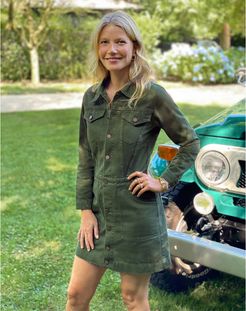 Bishop Jean-Jacket Dress in Army Green, X-Small