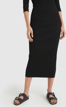 Ribbed Tubular Skirt in Black, Size 0