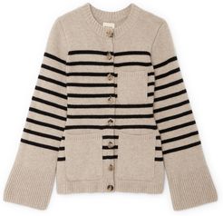 Suzette Cardigan in Powder/Black Stripe, X-Small