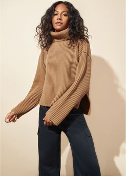 Frist Wide-Rib Turtleneck in Camel, X-Small