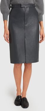 Flora Leather Skirt in Grey, X-Small