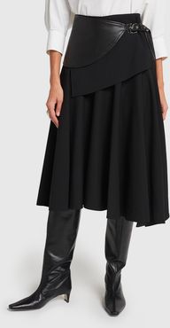 Belted Wool Skirt in Black, Size 2