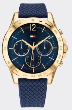 Gold-Plated Sport Watch Wi Navy Silicone Strap Navy -