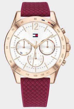 Rose Gold Sport Watch Wi Red Silicone Strap Burgundy -