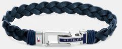 Braided Navy Leather Bracelet Blue -