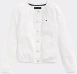 Girl's Adaptive Classic Cardigan Classic White - XS