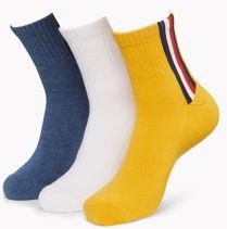 Quarter Top Sock 3Pk Blue/White/Yellow -