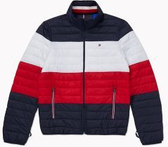 Essential Colorblock Puffer Jacket Sky Captain/ Apple Red - S