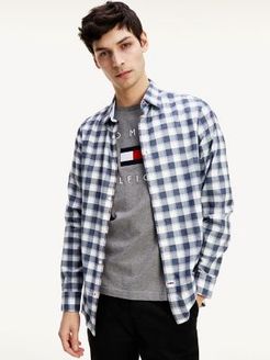 Slim Fit Herringbone Check Shirt Desert Sky / White - S