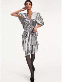 Zendaya Metallic Silk Blend Dress Star Metallic - 4