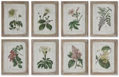 Framed Botanical Motif Wall Plaques, Set of 8