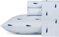 Whale Stripe King Blue Sheet Set Bedding