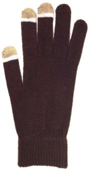 Micro Velvet Brown Touch Screen Gloves With Glow Tips