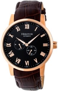 Automatic Romulus Rose Gold & Black Leather Watches 44mm