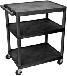 40"H Tuffy Av Cart with 3 Large Shelves, Electric - Black