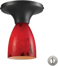 Celina 1 Light Semi Flush in Dark Rust and Fire Red - Includes Adapter Kit