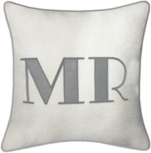 Edie@Home Celebrations Pillow Embroidered Appliqued "Mr"