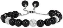 Onyx (8mm) and Crystal Adjustable Bolo Bracelet