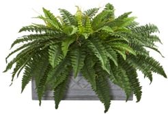 Boston Fern Artificial Plant in Stone Planter