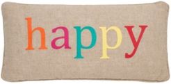Home Ariana Happy Multicolored on Burlap Pillow