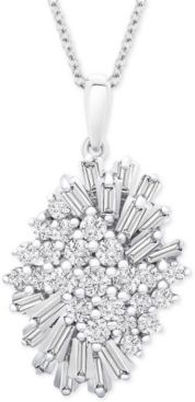 Diamond (1 ct. t.w.) Starburst Pendant Necklace in 14k White Gold, 16" + 4" extender, Created for Macy's