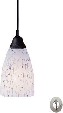 Classico 1 Light Pendant in Dark Rust and Snow White Glass - Includes Adapter Kit