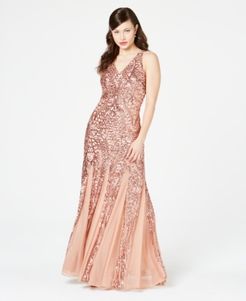 Sequined Mesh Gown