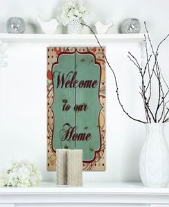 'Welcome to our home. Vintage vignette' Wood Wall Art - 12" x 20"