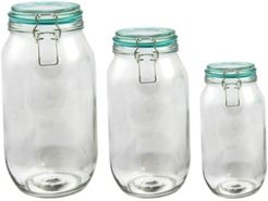 Hollydale Preserving-Storage Jar Set with Wire Bail and Trigger Closure, Set of 3