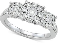 Diamond Cluster Statement Ring (3/4 ct. t.w.) in 14k White Gold