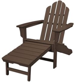 All-Weather Contoured Adirondack Chair with Hideaway Ottoman - 37.5" x 29.75" x 48"