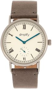 Quartz The 5100 White Dial, Genuine Charcoal Leather Watch 40mm