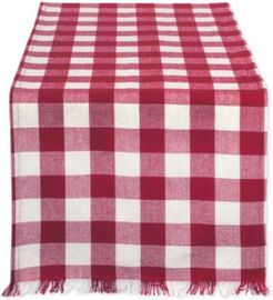 Wine Heavyweight Check Fringed Table Runner 14" X 72"