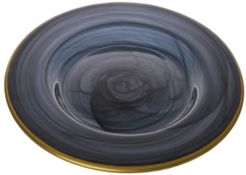 Black Alabaster Salad Plates with Gold-Scalloped