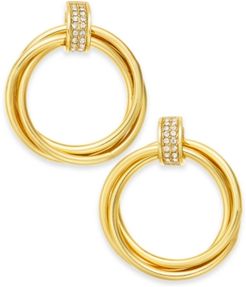 Gold-Tone Pave Ring Small Hoop Earrings, Created for Macy's