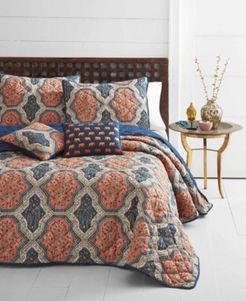 Rhea Orange Quilt Set, King Bedding