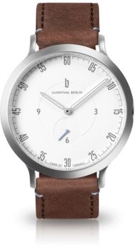 L1 Standard White Dial Silver Case Leather Watch 42mm