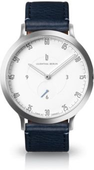 L1 Standard White Dial Silver Case Leather Watch 42mm