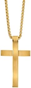Modern Cross 24" Pendant Necklace in Stainless Steel