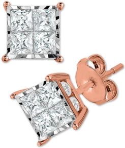 Diamond Princess Cluster Stud Earrings (1/2 ct. t.w.) in 14k White, Yellow or Rose Gold