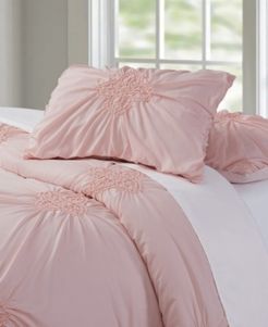 Christian Siriano Georgia Rouched 3 Piece Blush Full/Queen Duvet Cover Set Bedding