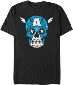 Captain America Sugar Skull Big Face Mask Short Sleeve T-Shirt
