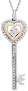 Diamond Heart Key 18" Pendant Necklace (1/10 ct. t.w.) in Sterling Silver & 14k Gold-Plate