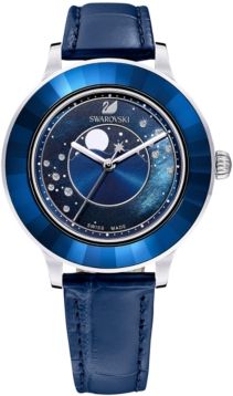 Swiss Octea Lux Moonphase Blue Leather Strap Watch 39mm - A Special Edition