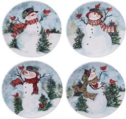 Closeout! Certified International Watercolor Snowman 4-Pc. Dinner Plate