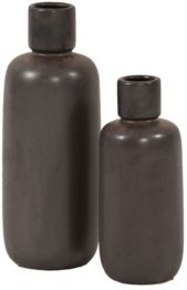 Graphite Ceramic Bottle Vase Set