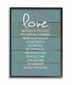 Love Grows Best in Little Houses Distressed Teal Shiplap Framed Giclee Art, 11" x 14"