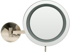 Brushed Nickel Wall Mount Round 5x Magnifying Cosmetic Mirror with Light Bedding
